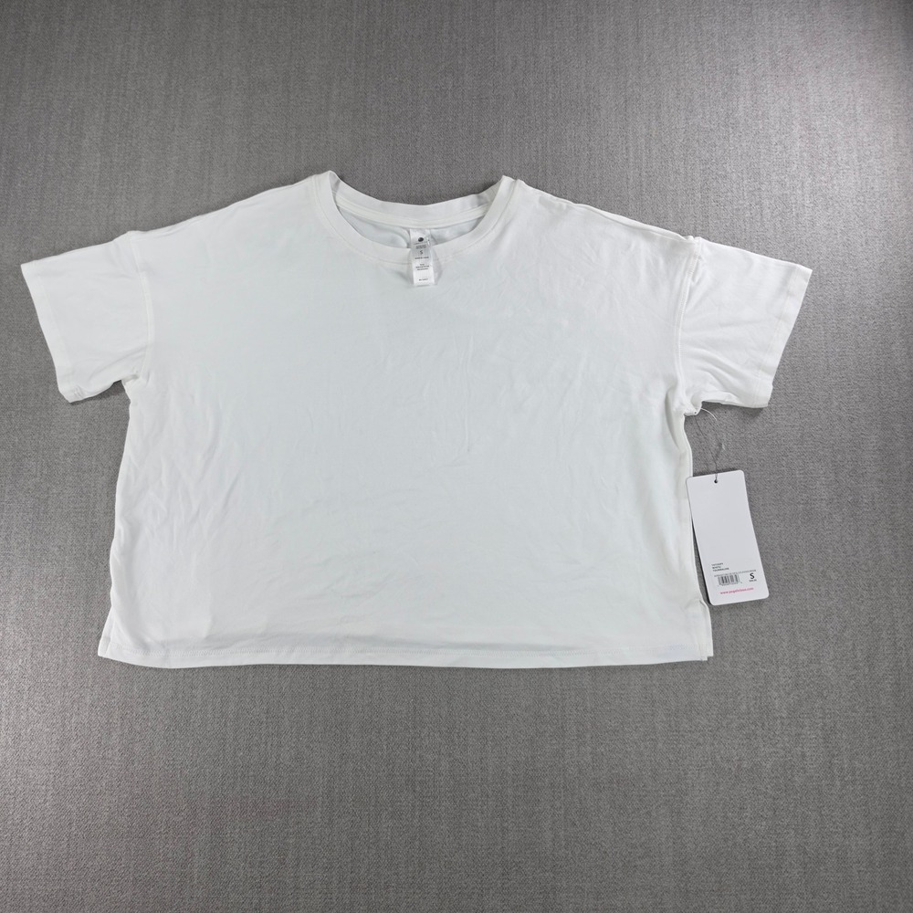 Yogalicious Super Soft Deluxe Top Women S White Short Sleeve Boxy Crew Neck